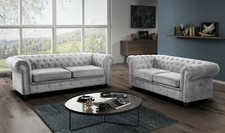 Chesterfield Fabric Grey Sofas