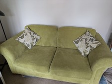 Set Of Two Green Fabric Sofas